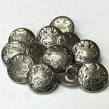 M-817A Antique Silver Shirt Button with Crest, Sold by the Dozen M-817A Antique Silver Shirt Button with Crest, Sold by the Dozen